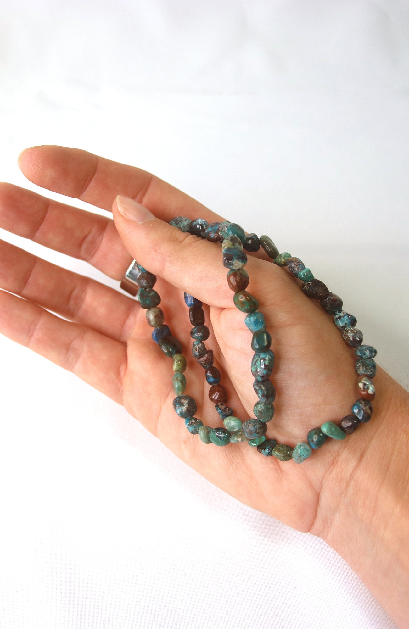 Chrysocolla 6-8mm Nugget Bead Bracelet for wrists up to 20cm